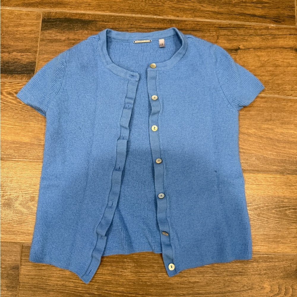 Blue Short Sleeve Cardigan
